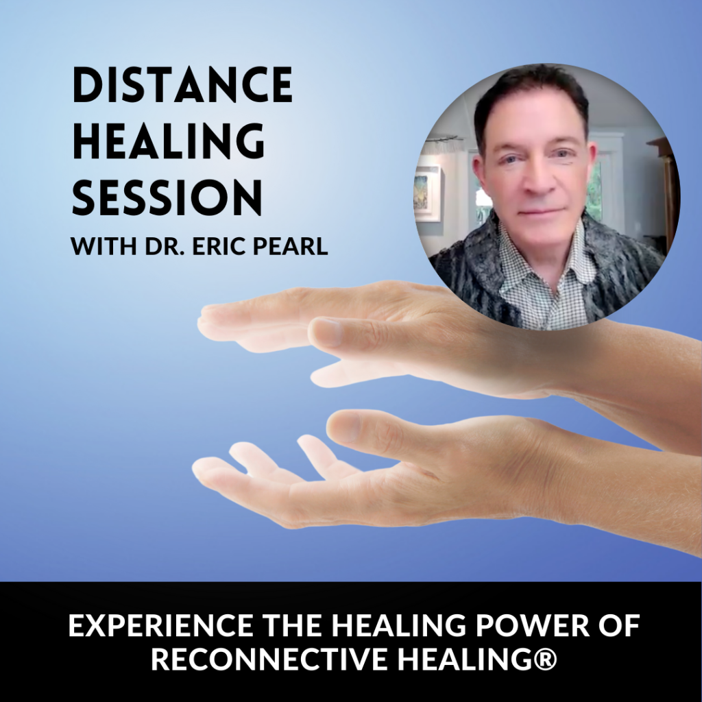 Dr. Eric Pearl and two hands emanating light