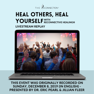 An image from a Reconnective Healing Live event viewed on a laptop