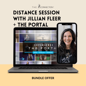 Jillian Fleer, pictured on electronic devices, offering Reconnective Healing Distance Sessions